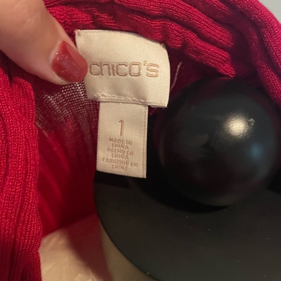 Chico’s red longline cardigan with ruffles - Picture 2 of 3